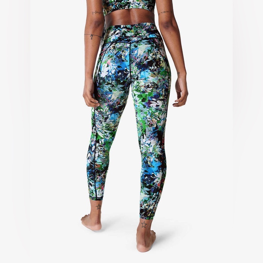 Sweaty Betty Super Sculpt 7/8 Floral Blue Green Pink Print High-Rise Leggings XS